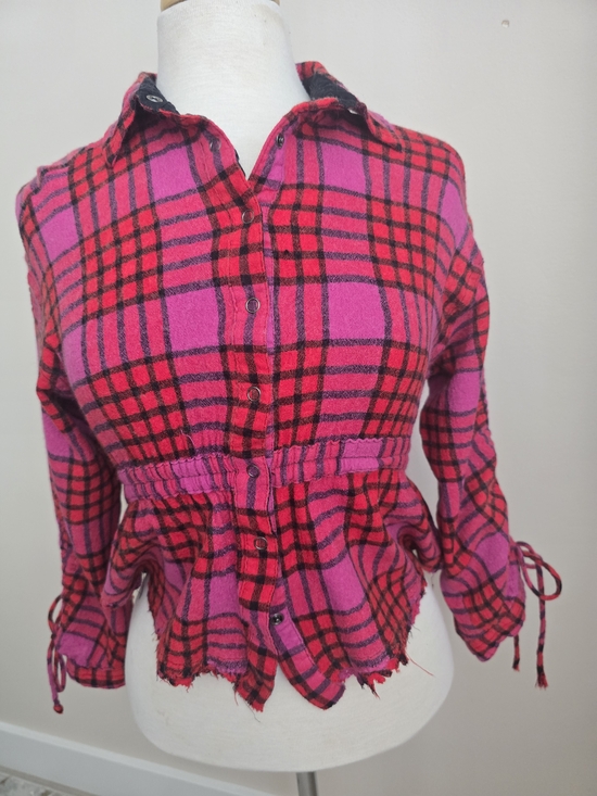 We The Free Tops - We The Free Pink & Red Plaid Button-Front Shirt Size S Cotton Wool